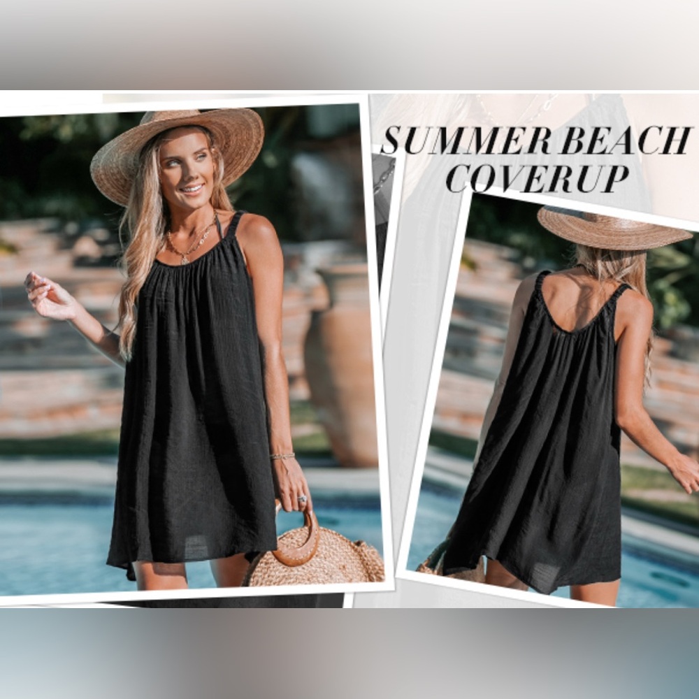 Cupshe Black Loose Scoop Neck Mini Cover-Up